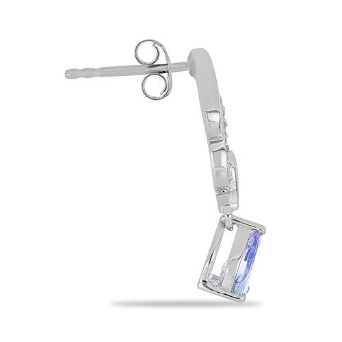 BUY NATURAL TANZANITE WITH WHITE ZIRCON GEMSTONE EARRINGS IN 925 SILVER 